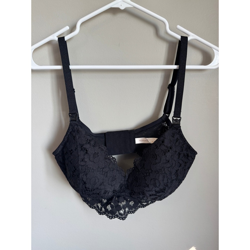 Momanda Womens Black Lace Wireless Nursing Bra 36D Maternity Postpartum Comfort